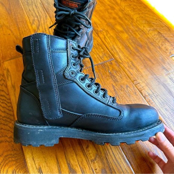 Harley Davidson Men’s Black Leather Motorcycle Boots Size 9 - Picture 4 of 7